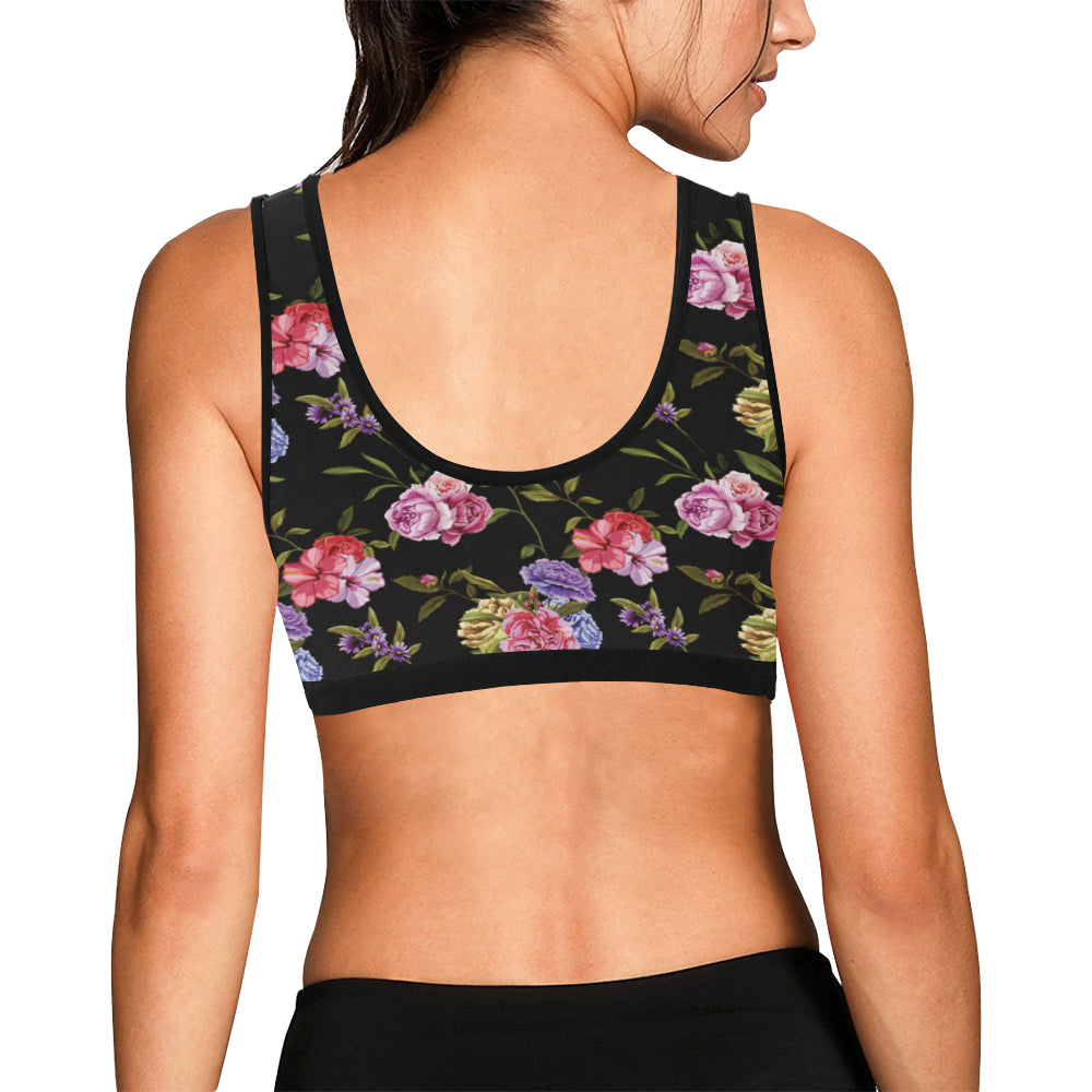 Carnations Pattern Print Design CN05 Sports Bra