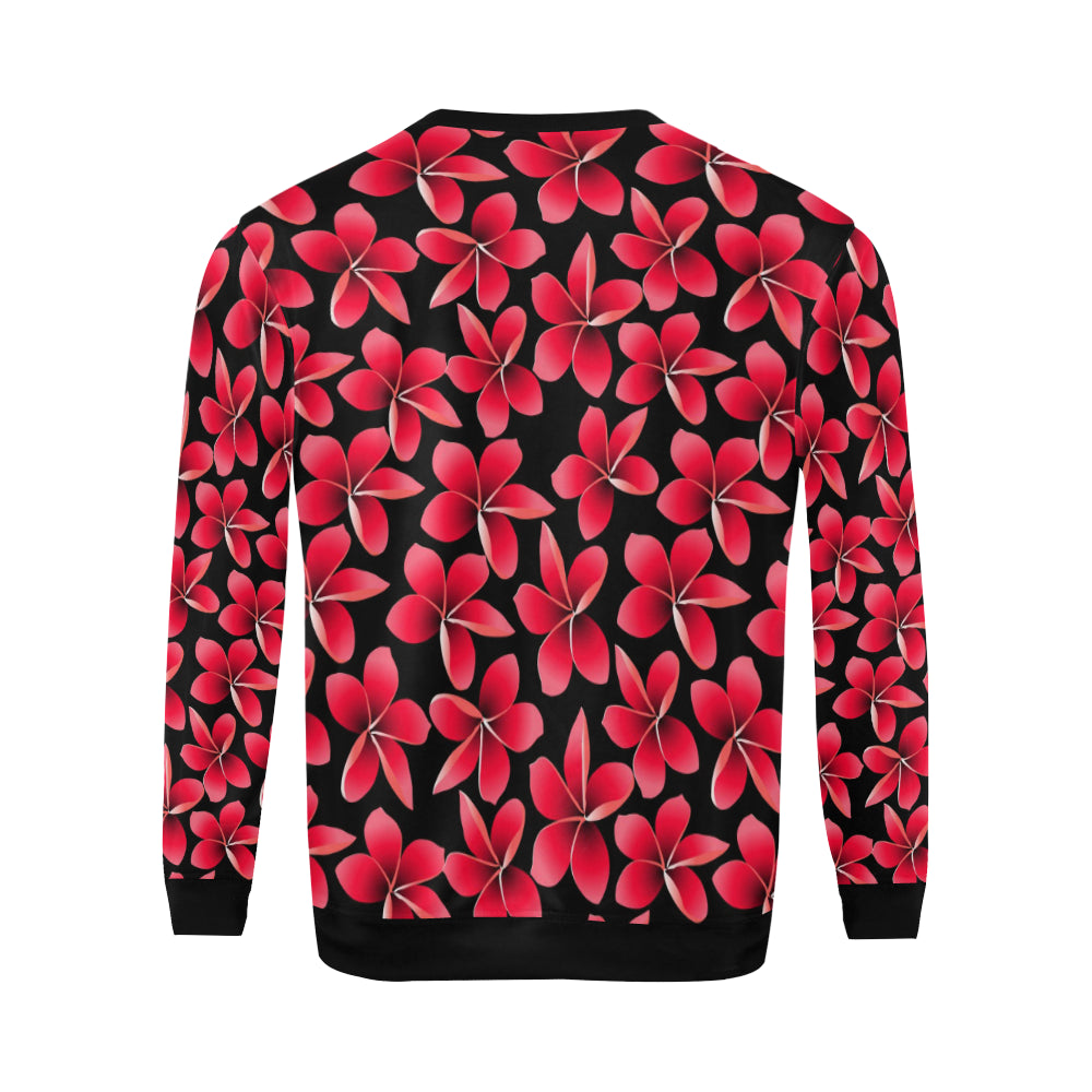 Red Plumeria Pattern Print Design PM025 Men Long Sleeve Sweatshirt