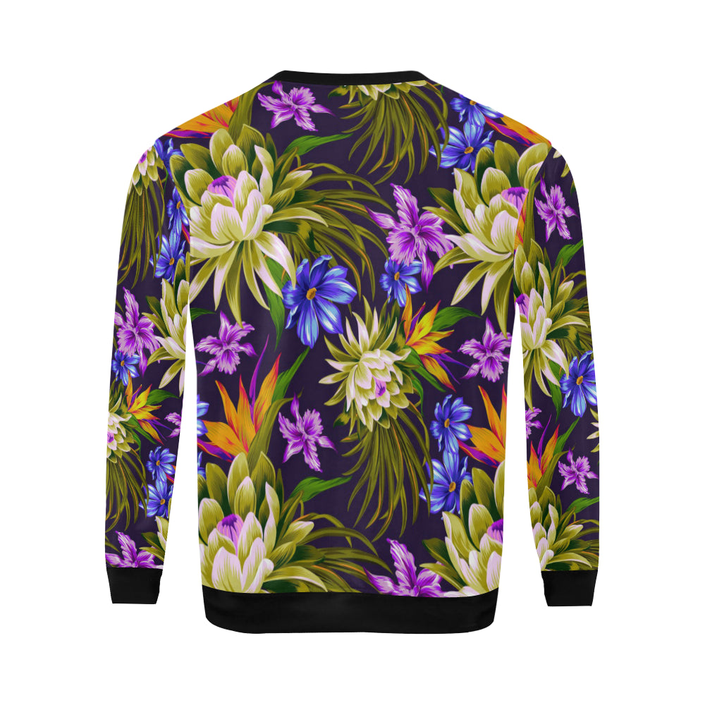 Water Lily Pattern Print Design WL08 Men Long Sleeve Sweatshirt
