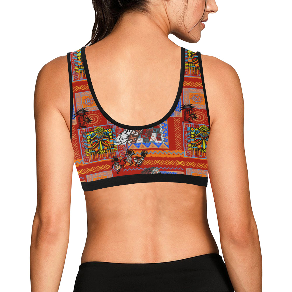 African Print Pattern Sports Bra