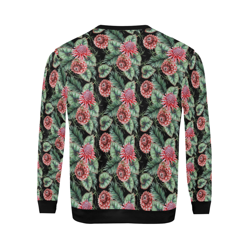 Dahlia Pattern Print Design DH06 Men Long Sleeve Sweatshirt