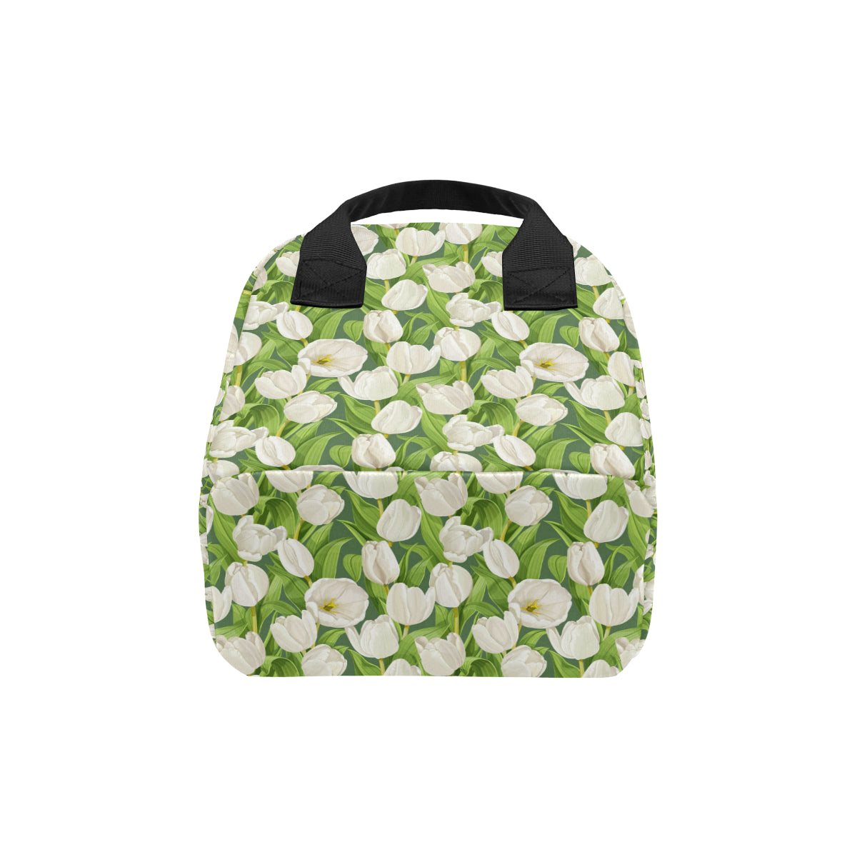 Tulip White Pattern Print Design TP05 Insulated Lunch Bag