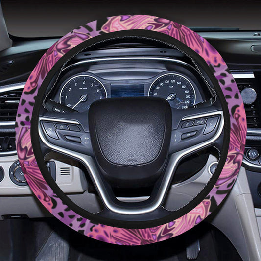 Purple Butterfly Leopard Steering Wheel Cover with Elastic Edge