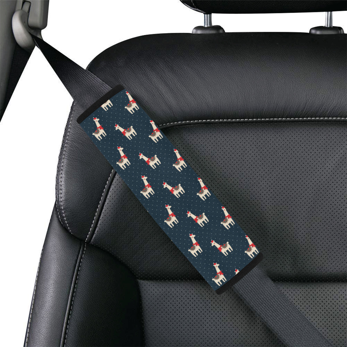 Llama with Polka Dot Themed Print Car Seat Belt Cover