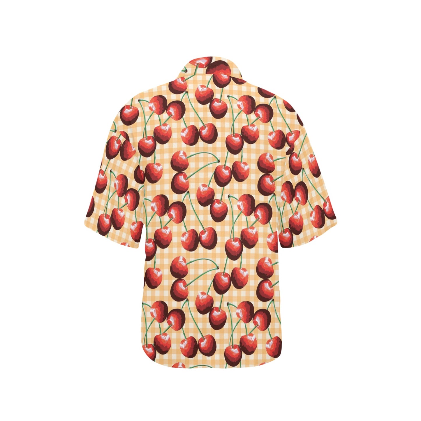 Cherry Orange Plaid Print Women's Hawaiian Shirt