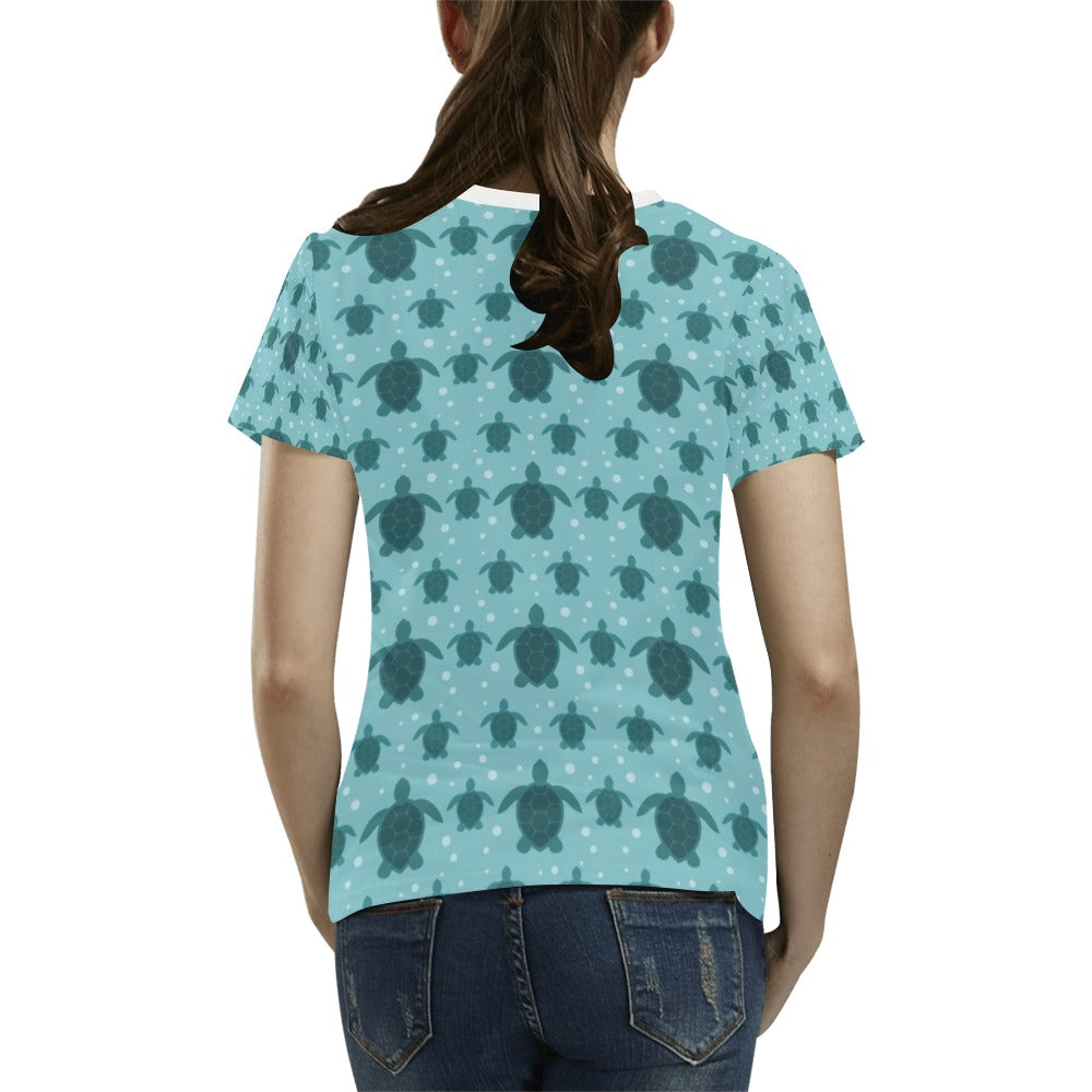 Sea Turtle Print Design LKS305 Women's T-shirt