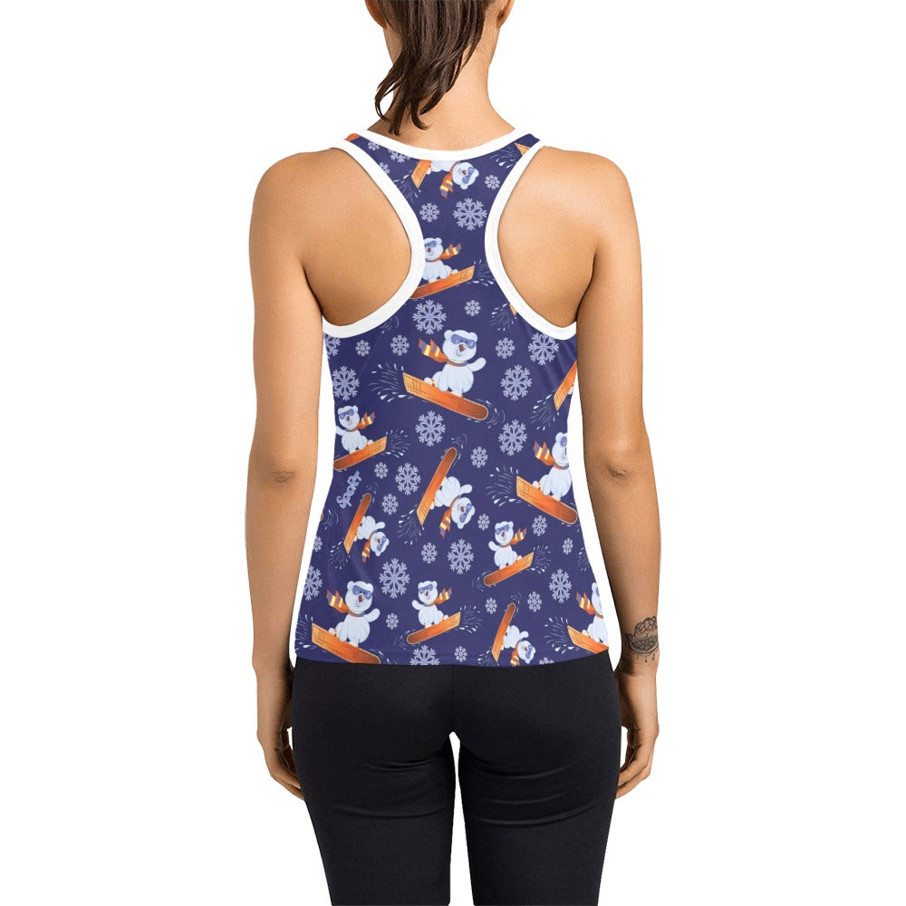 Snowboard Bear Print Design LKS305 Women's Racerback Tank Top