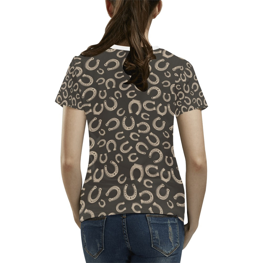 Horseshoe Print Design LKS303 Women's T-shirt
