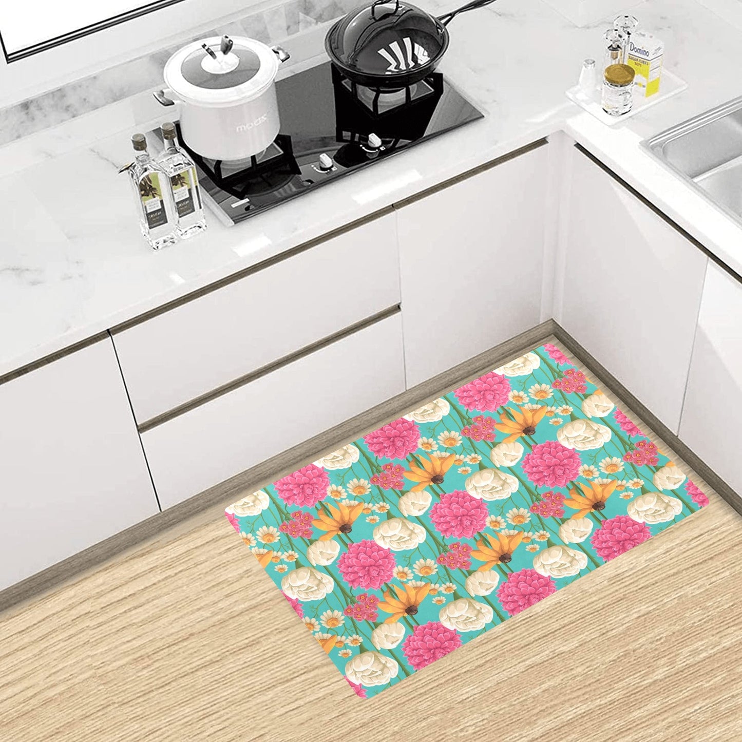 Summer Floral Pattern Print Design SF07 Kitchen Mat