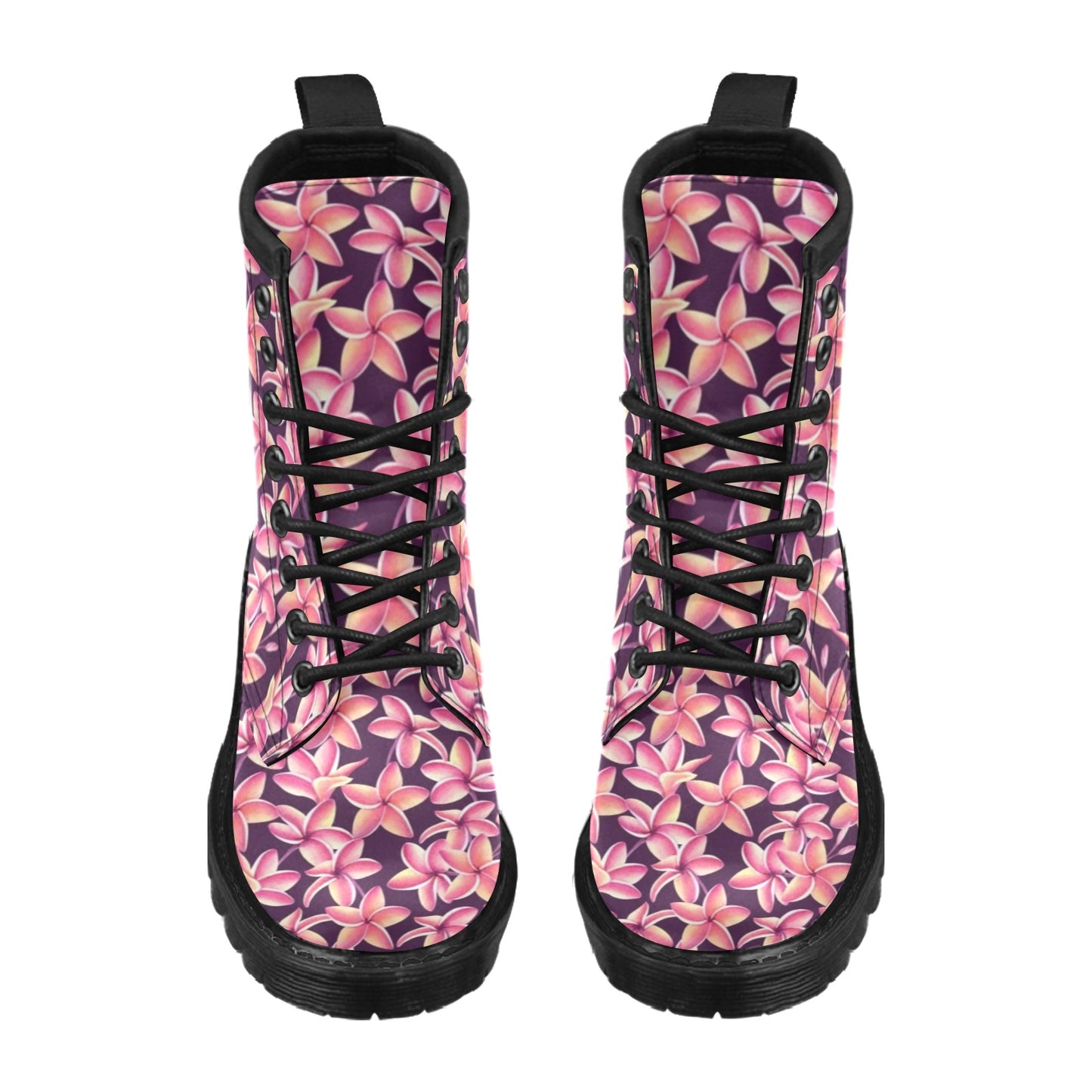 Purple Plumeria Pattern Print Design PM010 Women's Boots