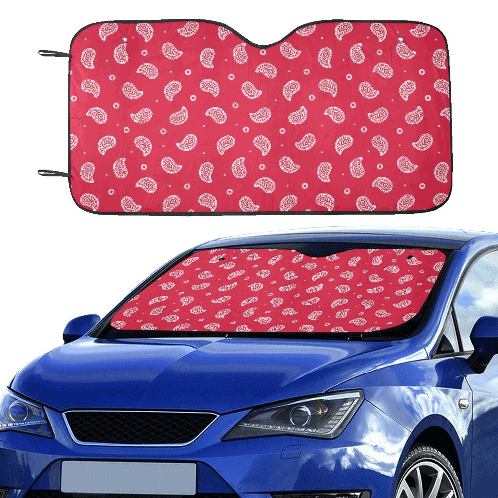 Bandana Red Paisley Print Design LKS305 Car front Windshield Sun Shade