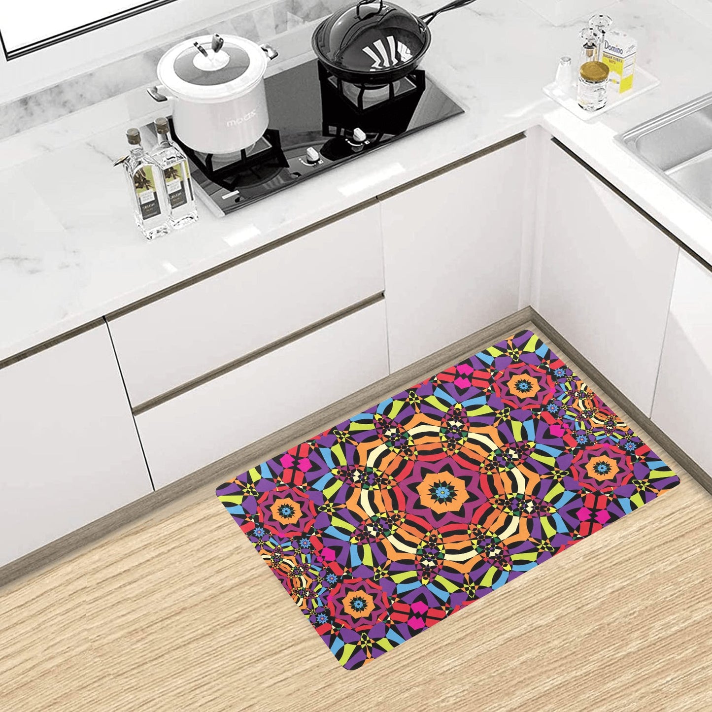 Kaleidoscope Pattern Print Design 01 Kitchen Mat