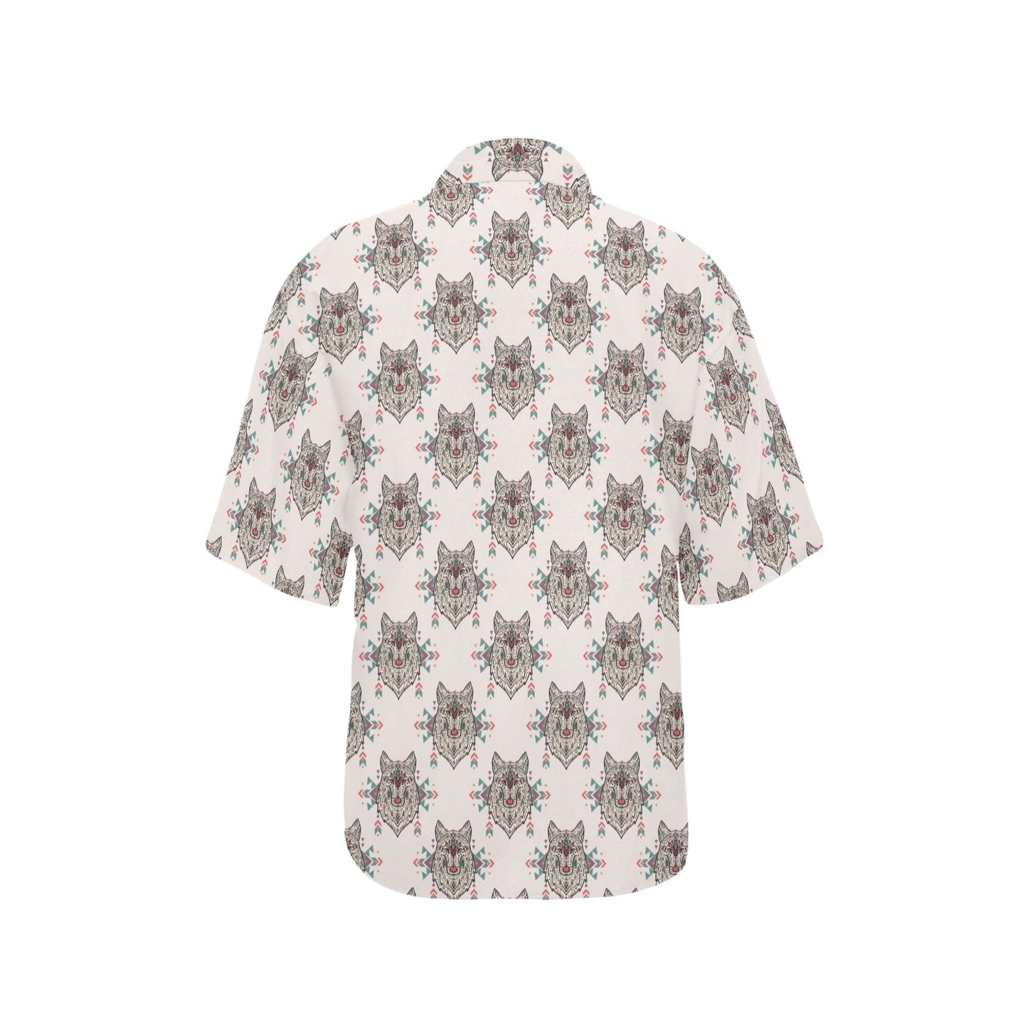 Aztec Wolf Pattern Print Design 01 Women's Hawaiian Shirt