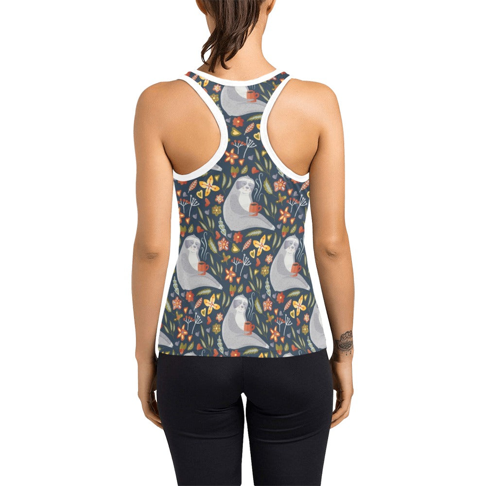 Sloth Print Design LKS303 Women's Racerback Tank Top