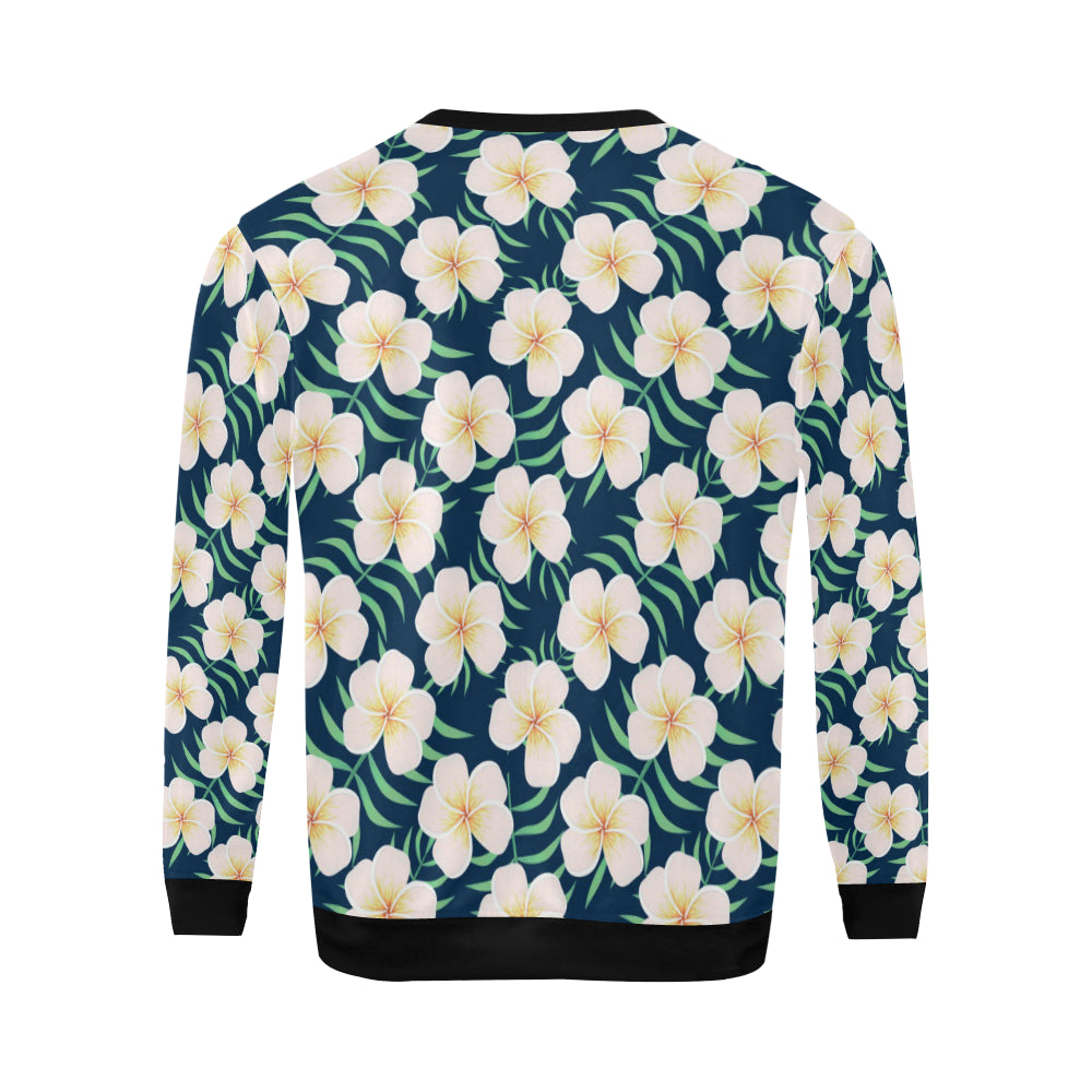Pink Plumeria Pattern Print Design PM016 Men Long Sleeve Sweatshirt
