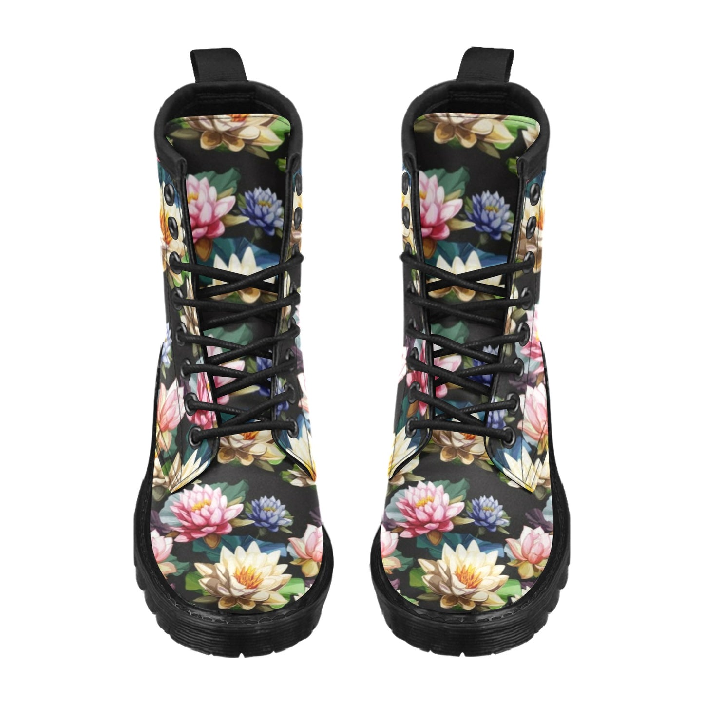 Water Lily Pattern Print Design WL02 Women's Boots