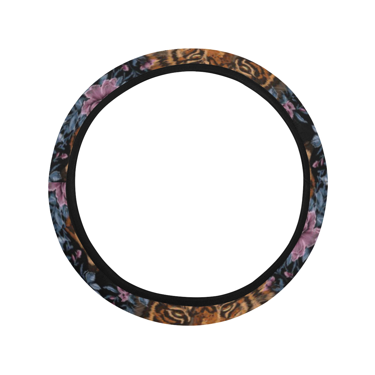 Tiger Head Floral Steering Wheel Cover with Elastic Edge