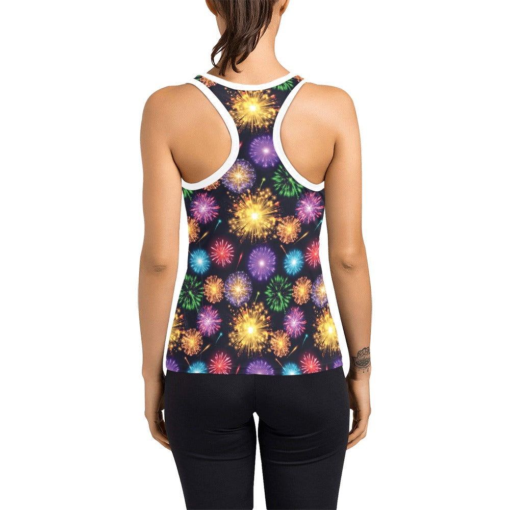 Firework Print Design LKS305 Women's Racerback Tank Top
