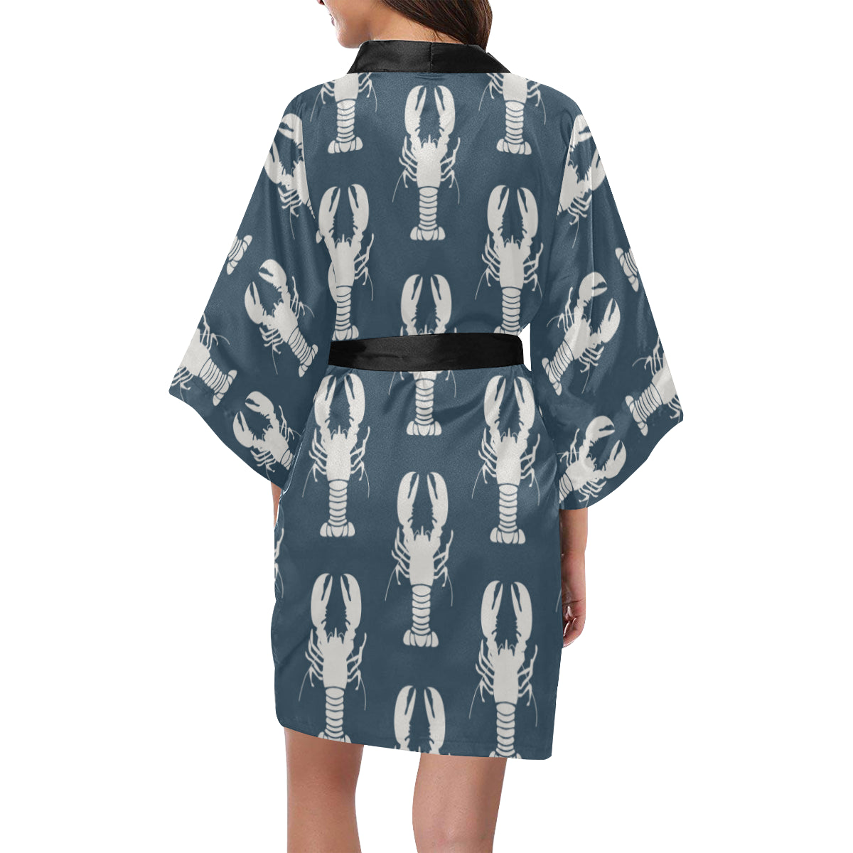Lobster Pattern Print Design 02 Women's Short Kimono
