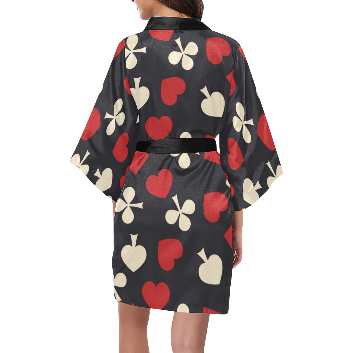 Poker Cards Pattern Print Design A02 Women's Short Kimono