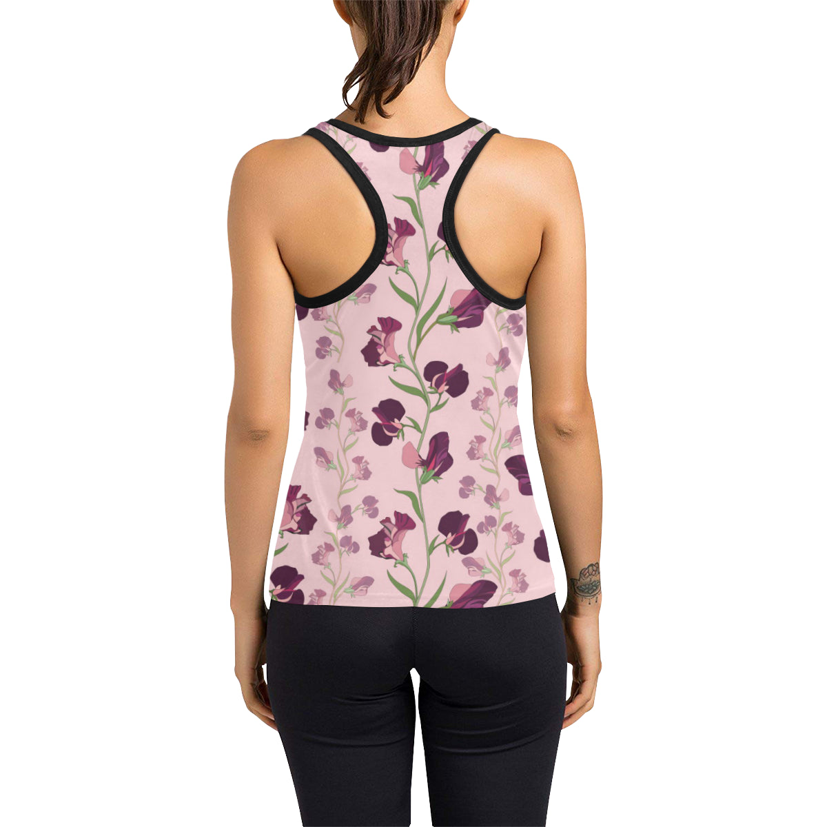 Peony Pattern Print Design PE09 Women's Racerback Tank Top