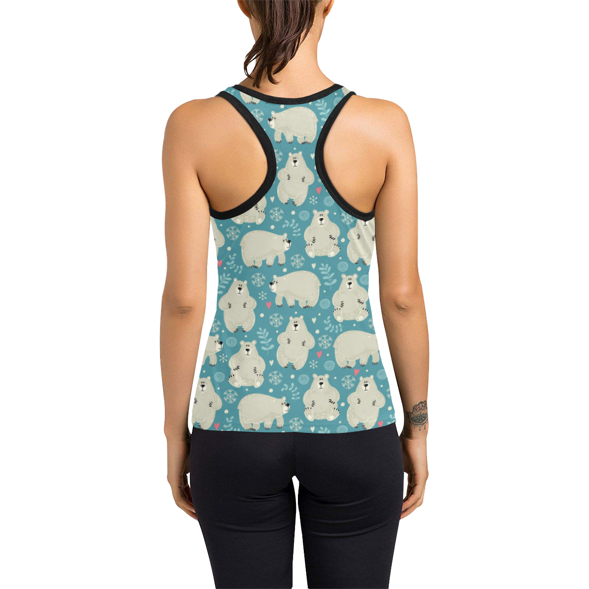 Bear Pattern Print Design BE04 Women's Racerback Tank Top