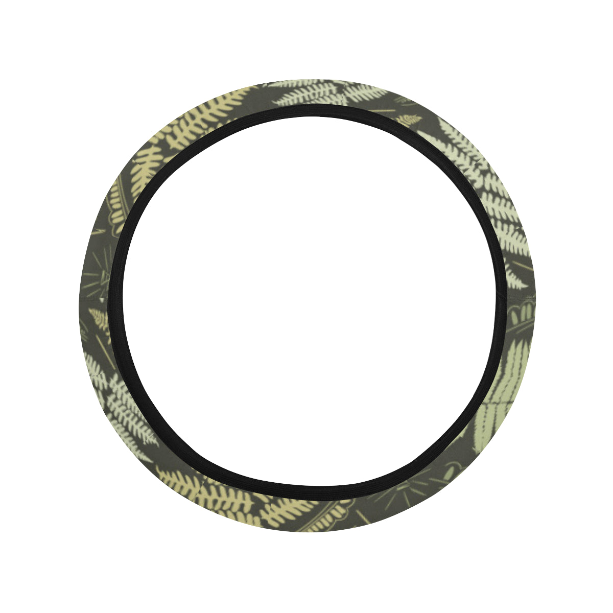 Fern Leave Green Print Pattern Steering Wheel Cover with Elastic Edge