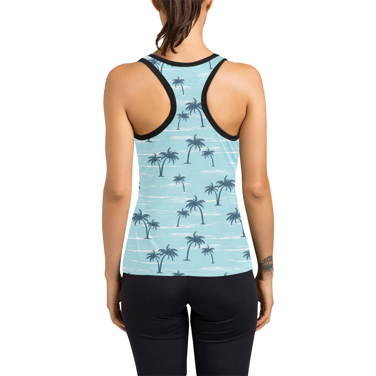 Palm Tree Pattern Print Design PT04 Women's Racerback Tank Top