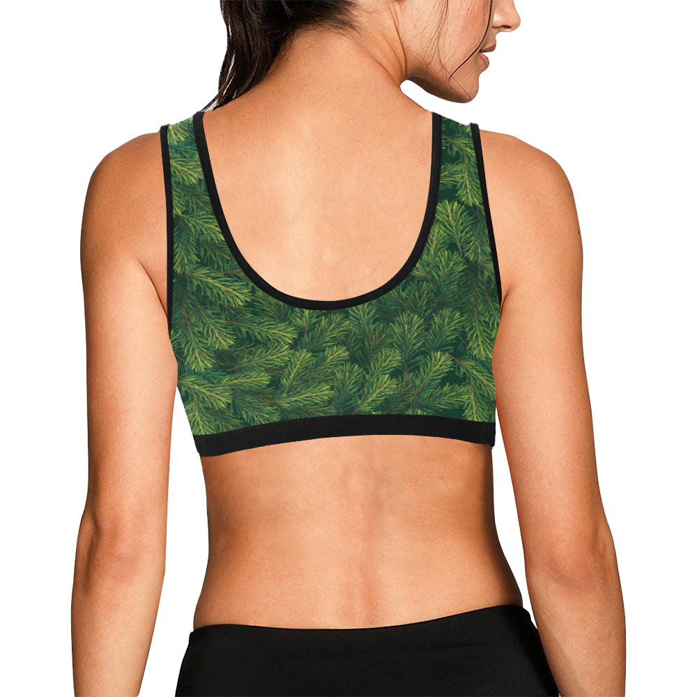 Christmas Tree Pattern Print Design 02 Sports Bra