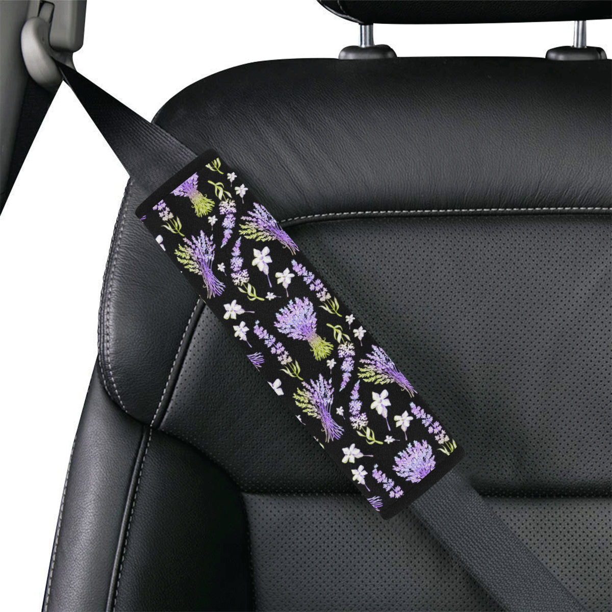 Lavender Pattern Print Design LV04 Car Seat Belt Cover