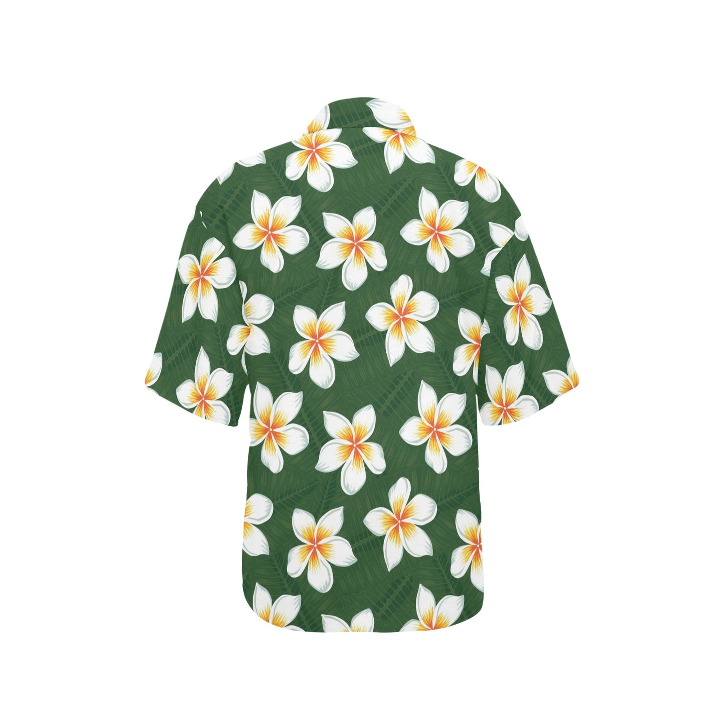 White Plumeria Pattern Print Design PM020 Women's Hawaiian Shirt