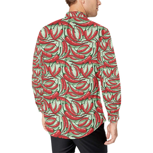 Chilli Pepper Pattern Print Design 04 Men's Long Sleeve Shirt