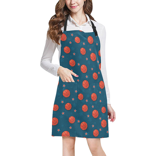Basketball Pattern Print Design 02 Apron with Pocket