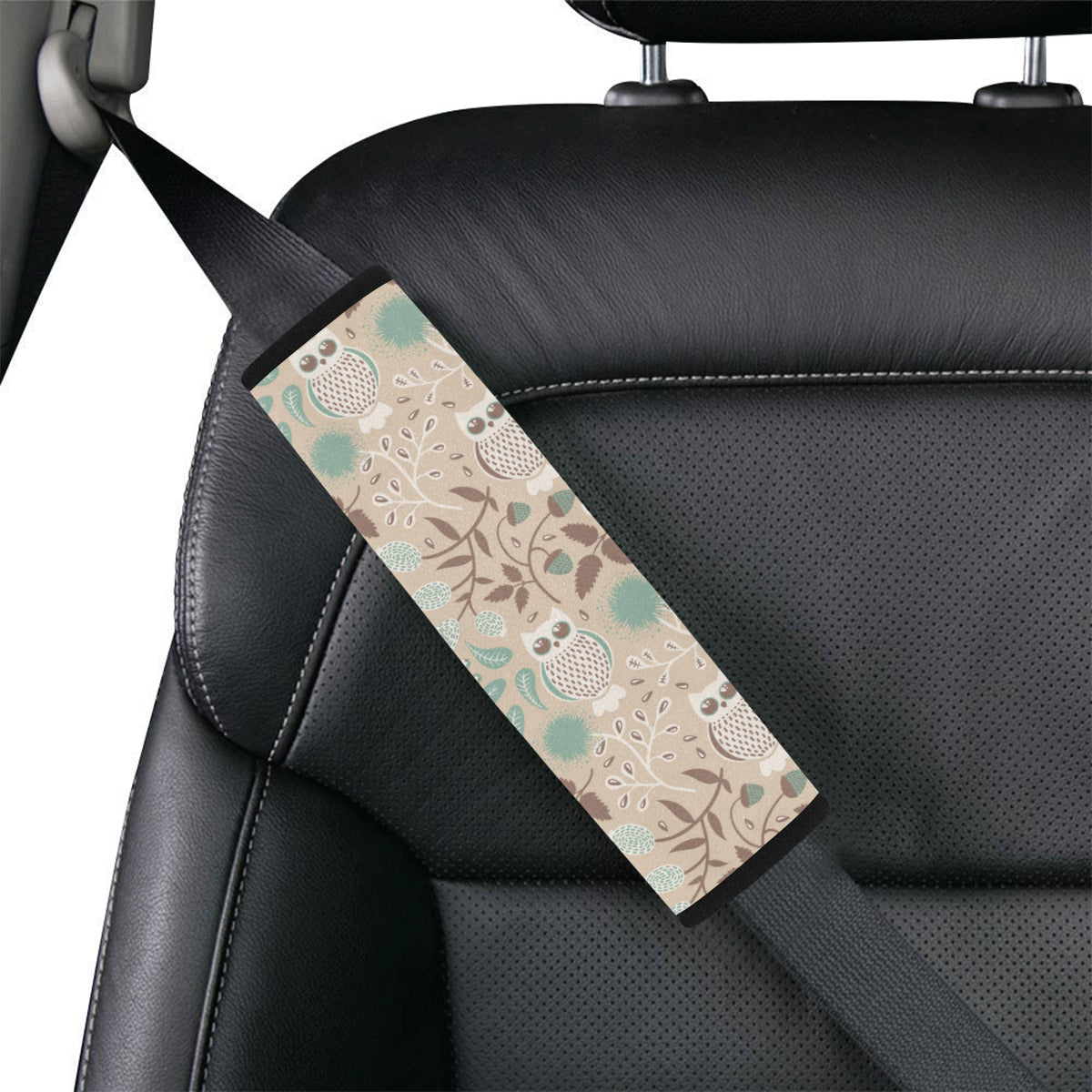 Owl Pattern Print Design A02 Car Seat Belt Cover