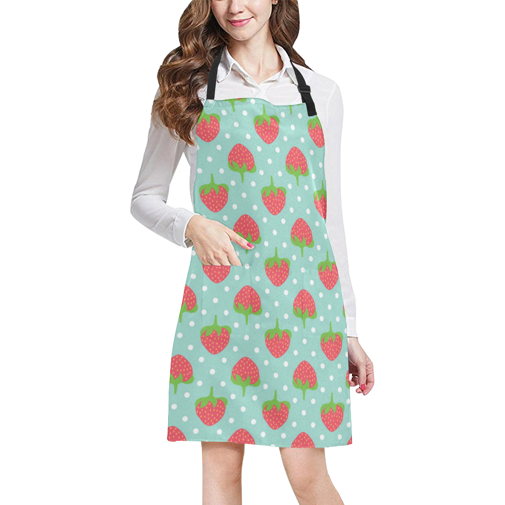 Strawberry Pattern Print Design SB06 Apron with Pocket