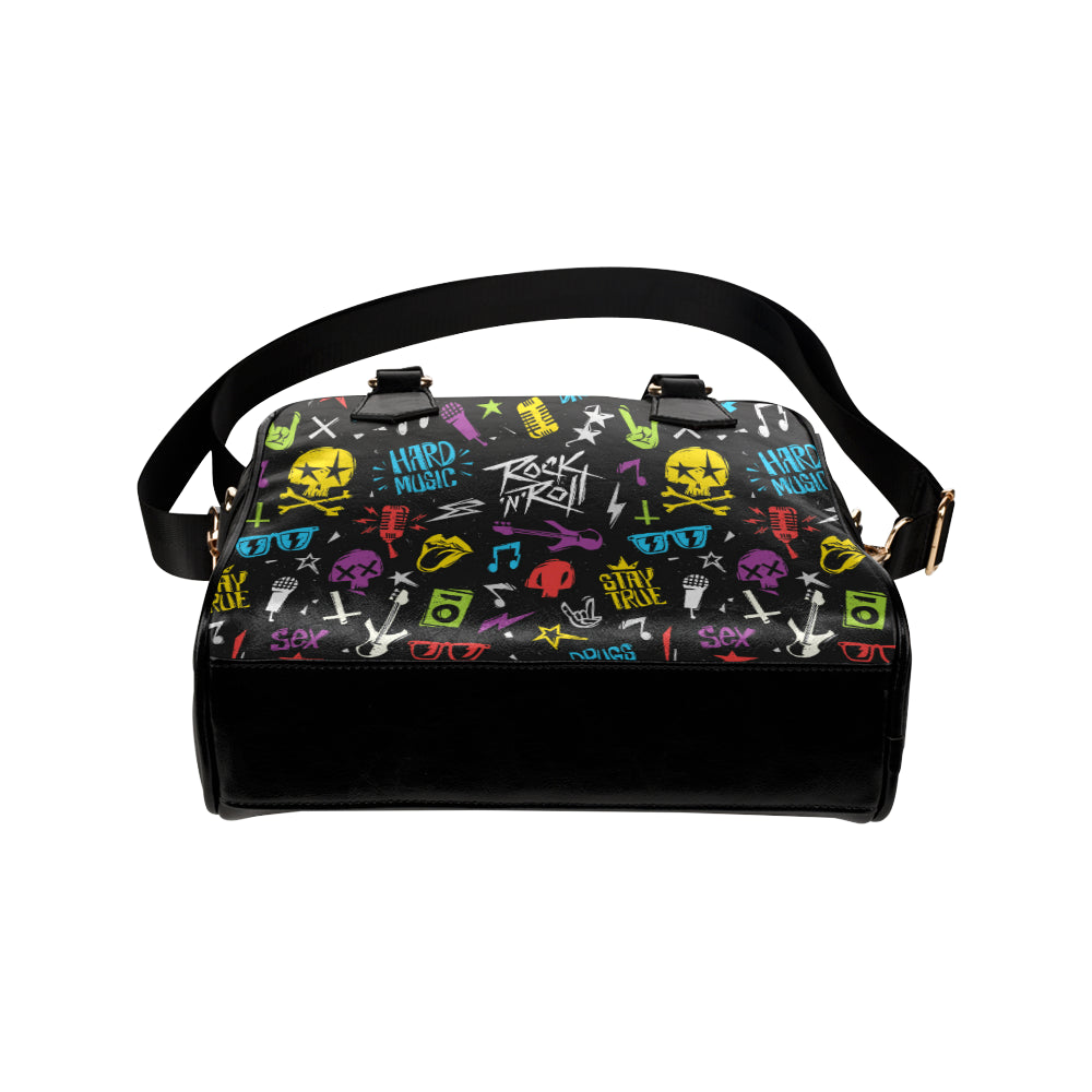 Rock and Roll Pattern Print Design A02 Shoulder Handbag