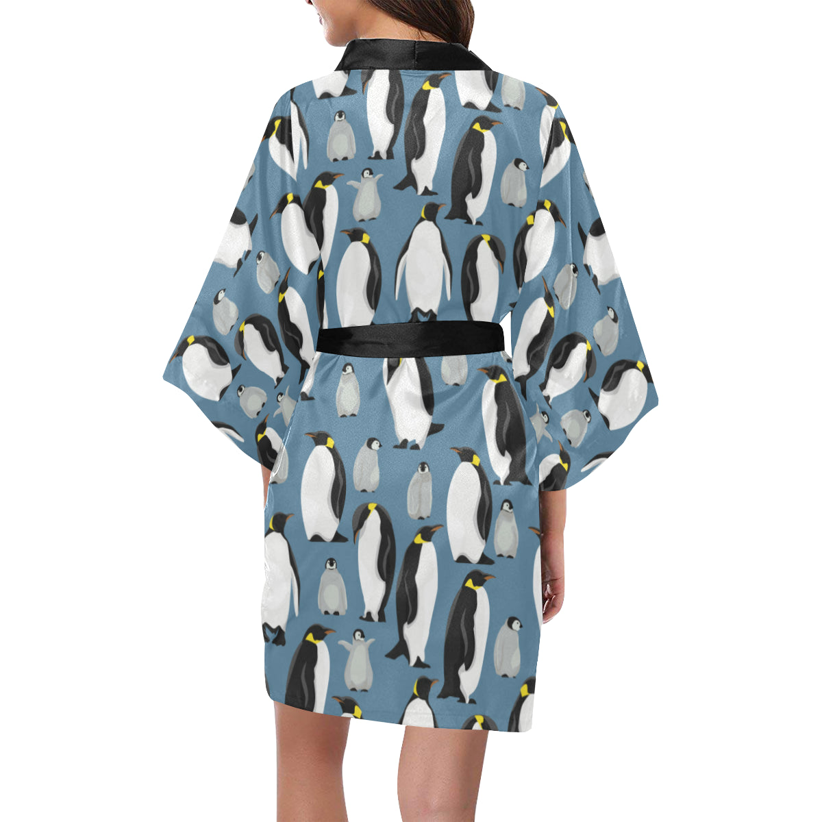 Penguin Pattern Print Design A03 Women's Short Kimono