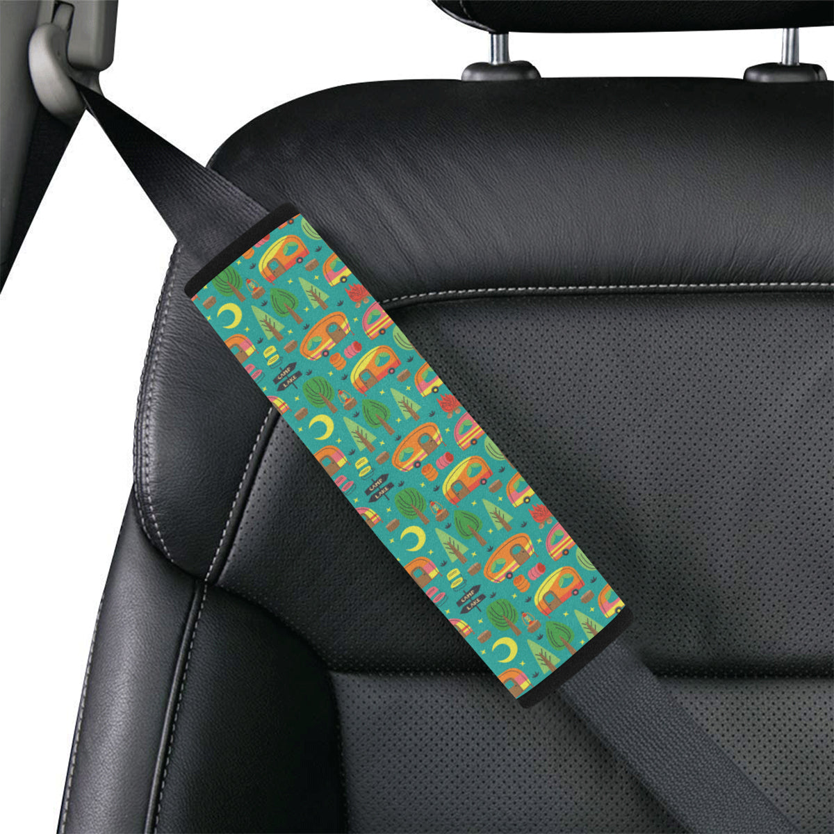 Camping Camper Pattern Print Design 05 Car Seat Belt Cover