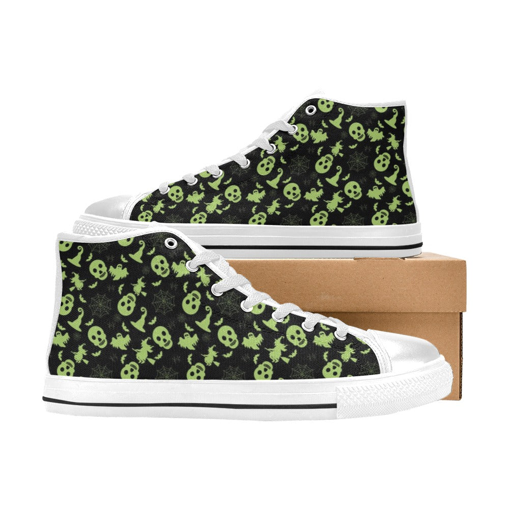 Witch Halloween Print Design LKS306 High Top Women's White Shoes