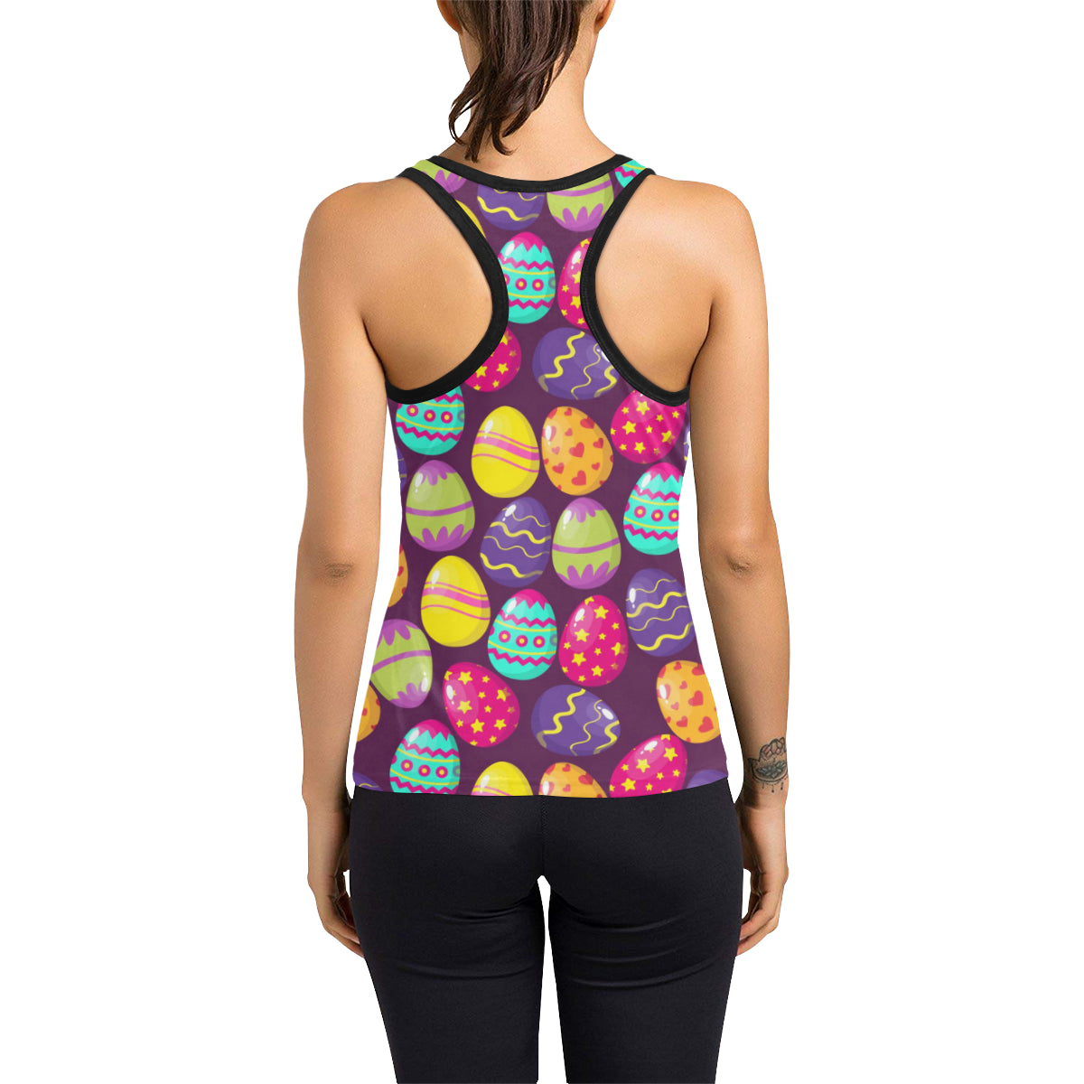 Easter Eggs Pattern Print Design RB04 Women's Racerback Tank Top