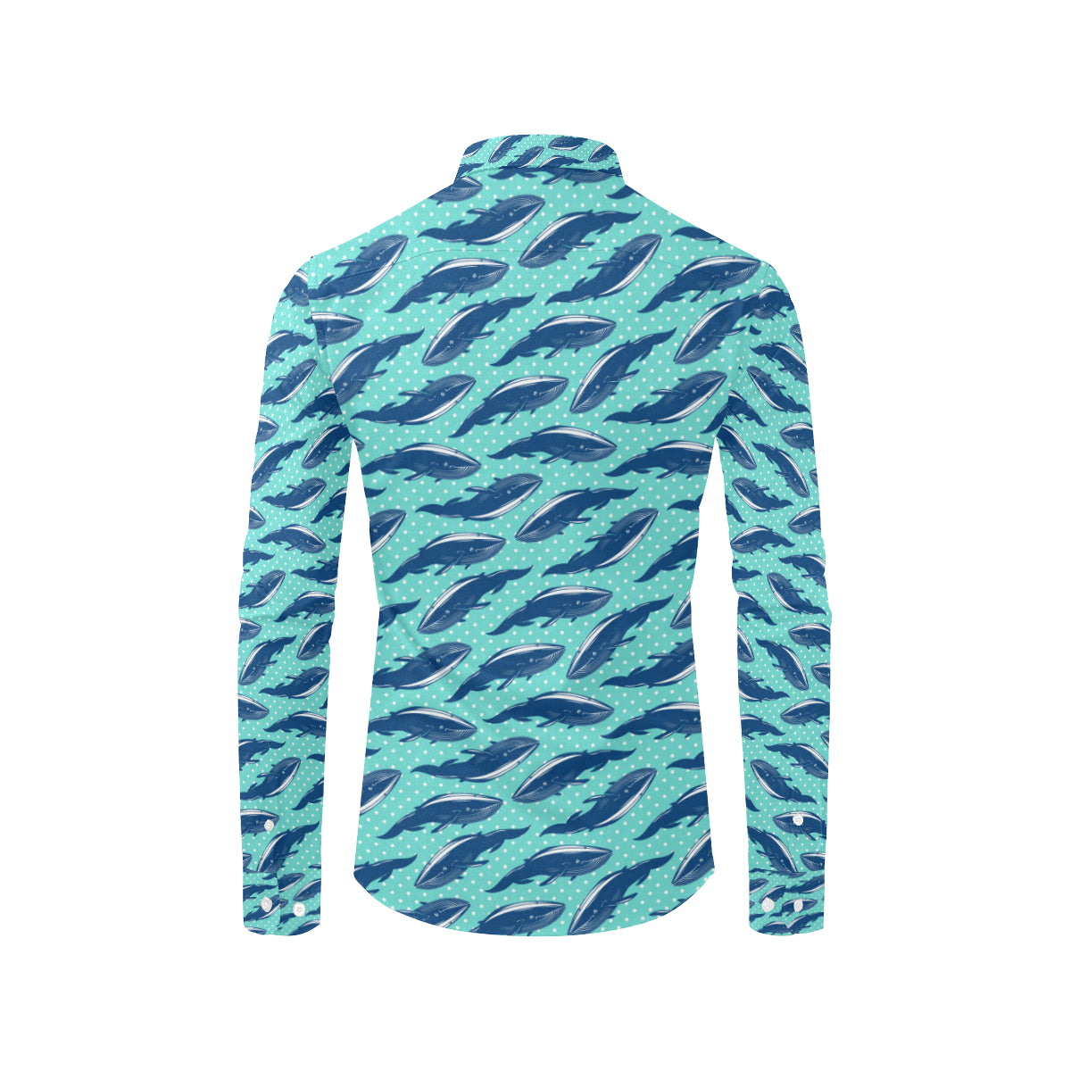 Whale Polka Dot Design Themed Print Men's Long Sleeve Shirt