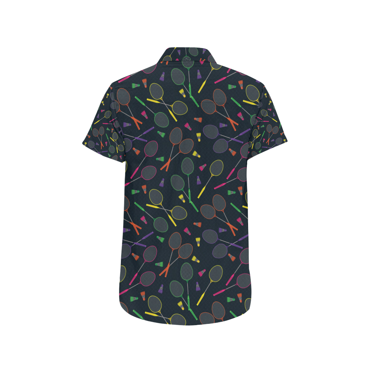 Badminton Pattern Print Design 04 Men's Short Sleeve Button Up Shirt