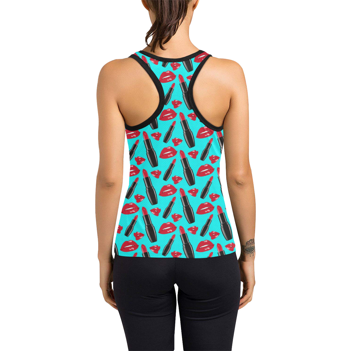 Lipstick Pattern Print Design LT02 Women's Racerback Tank Top