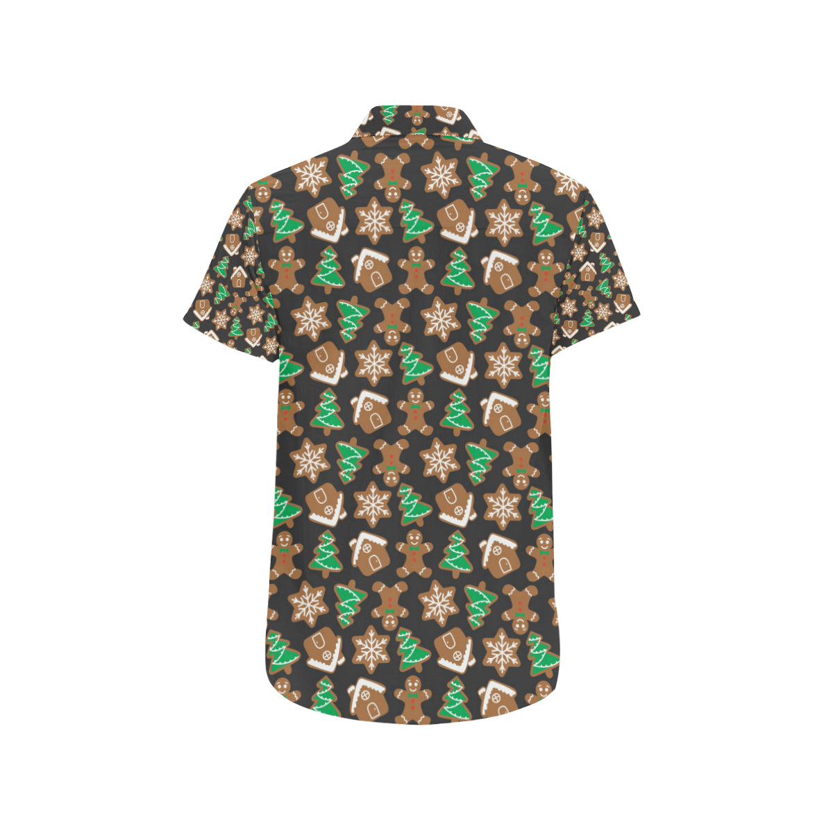 Gingerbread Pattern Print Design 02 Men's Short Sleeve Button Up Shirt