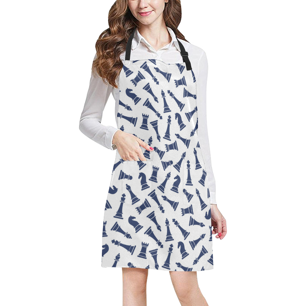 Chess Pattern Print Design 03 Apron with Pocket