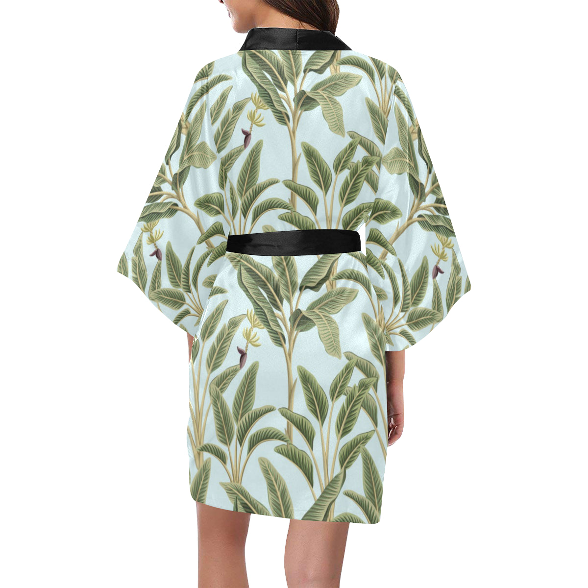 Banana Leaf Pattern Print Design BL03 Women's Short Kimono