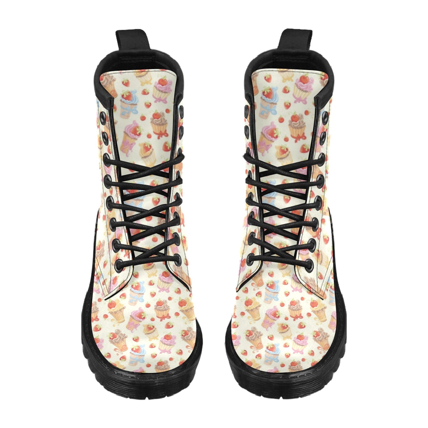 Cupcakes Strawberry Cherry Print Women's Boots