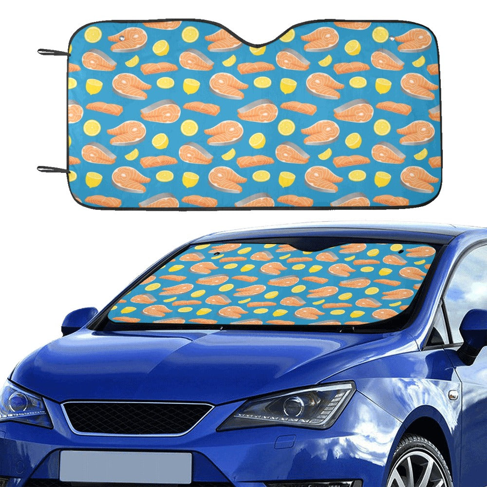 Salmon Steak With Lemon Print Design LKS308 Car front Windshield Sun Shade