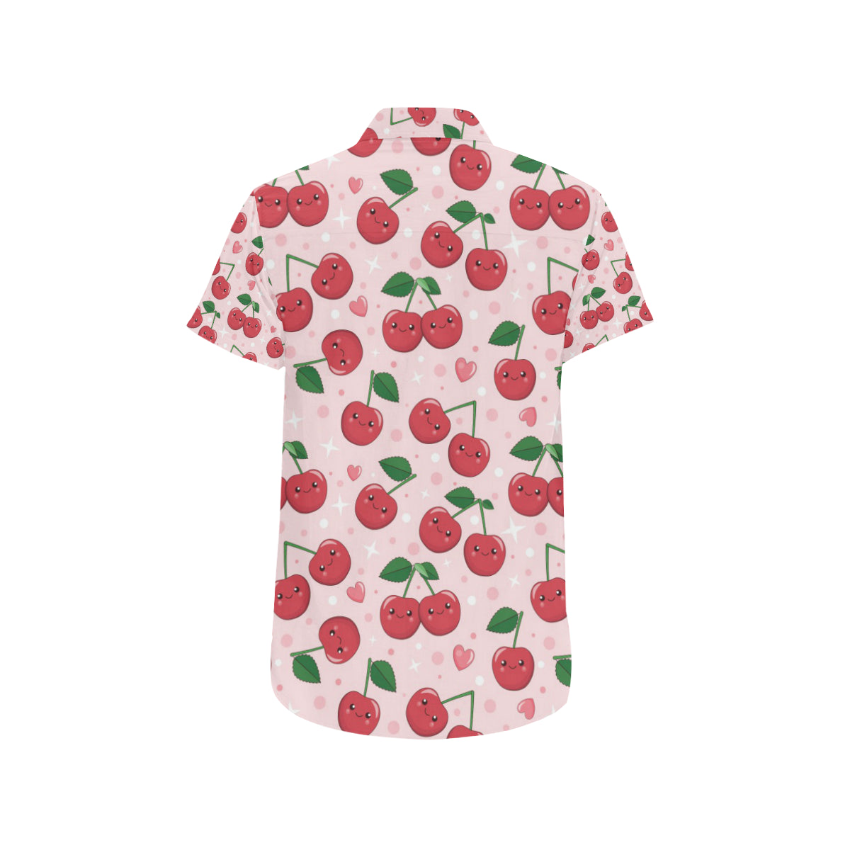 Cherry Pattern Print Design CH02 Men's Short Sleeve Button Up Shirt