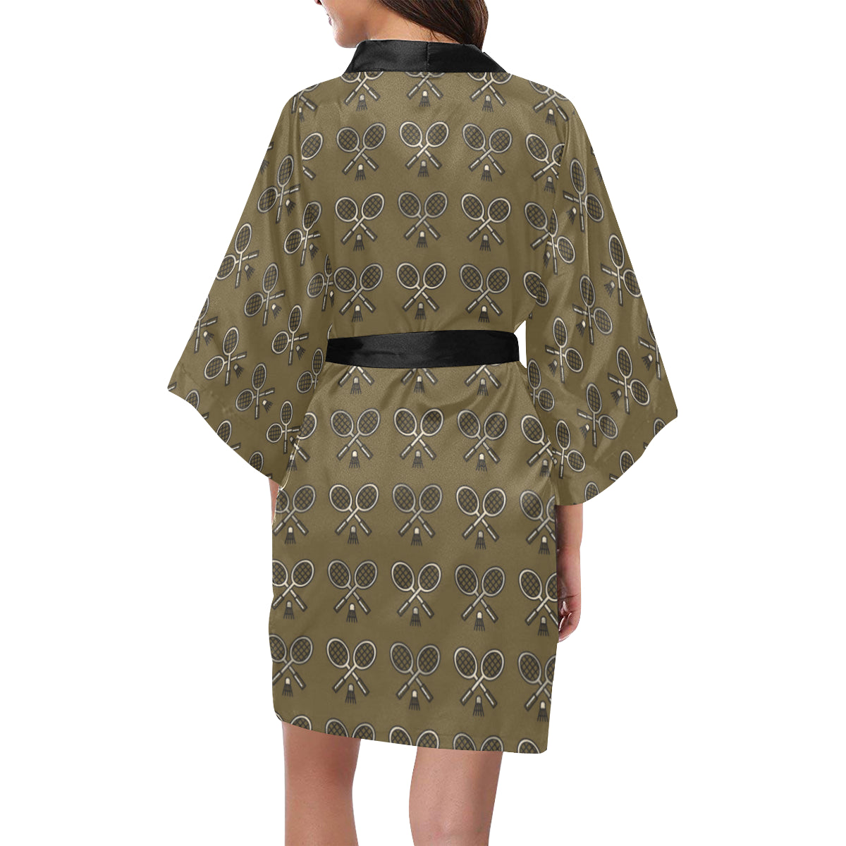 Badminton Pattern Print Design 07 Women's Short Kimono